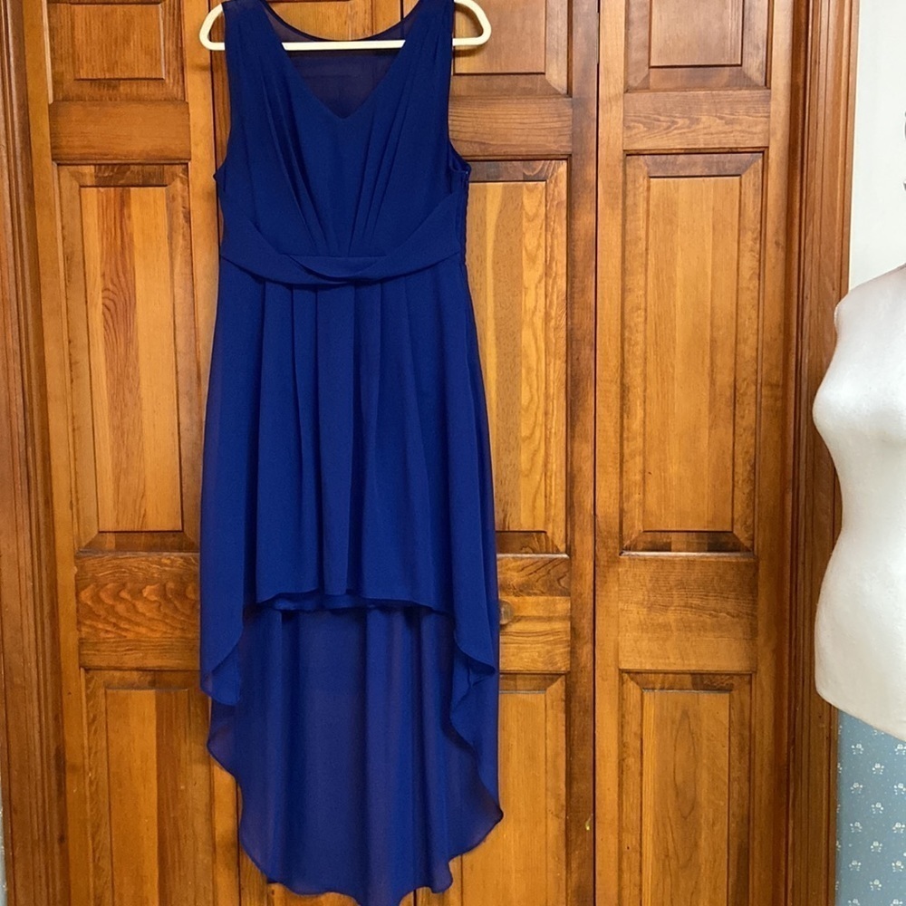 Bisou Bisou Michelle Bohbot Royal Blue Sleeveless HiLow Formal Dress Size 14